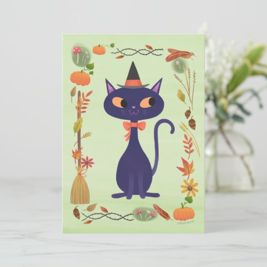 Niedliches Halloween Cat DIY Blank Einladung (Stehend Vorderseite)