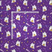 Niedliches Halloween Cat Ghost Fabric Stoff (Kachel)