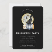 Niedliches Halloween-Cat-Moon-Party Einladung (Vorderseite)