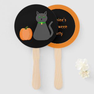 Niedliches Halloween Cat und Pumpkin Custom Party Fächer