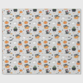 Niedliches Halloween-Cats- und Geistermuster Geschenkpapier (Flach)