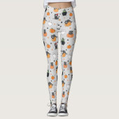 Niedliches Halloween-Cats- und Geistermuster Leggings (Vorderseite)