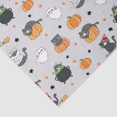 Niedliches Halloween-Cats- und Geistermuster Seidenpapier (Ausschnitt)