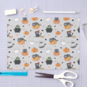 Niedliches Halloween-Cats- und Geistermuster Seidenpapier (Handwerk)