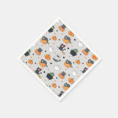 Niedliches Halloween-Cats- und Geistermuster Serviette (Ecke)