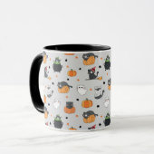 Niedliches Halloween-Cats- und Geistermuster Tasse (Vorderseite Links)