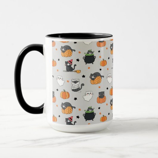 Niedliches Halloween-Cats- und Geistermuster Tasse (Links)