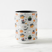 Niedliches Halloween-Cats- und Geistermuster Tasse (Zentrum)
