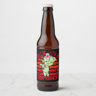 Niedliches Halloween Chillin' mit meinem Zombies-T Bierflaschenetikett