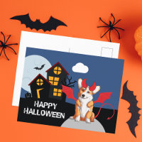 Niedliches Halloween Corgi Devil Kostüm Spuk Haus