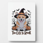 Niedliches Halloween Corgi in Hexenhut Fotoplatte (Vorderseite)