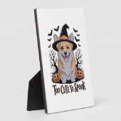 Niedliches Halloween Corgi in Hexenhut Fotoplatte (Seite)