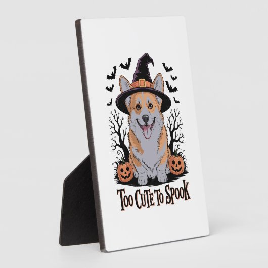 Niedliches Halloween Corgi in Hexenhut Fotoplatte (Seite)