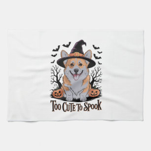Niedliches Halloween Corgi in Hexenhut Geschirrtuch