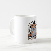 Niedliches Halloween Corgi in Hexenhut Kaffeetasse (Vorderseite Links)