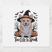 Niedliches Halloween Corgi in Hexenhut Schaumweinetikett (Einzelnes Label)