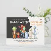 Niedliches Halloween Costume Party Kinder Einladung (Stehend Vorderseite)