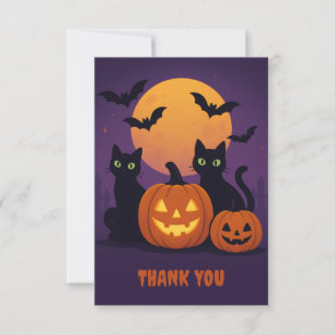 Niedliches Halloween Dankescharte - Schwarze Katze Dankeskarte