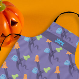Niedliches Halloween-Design, lila anpassbar Schürze