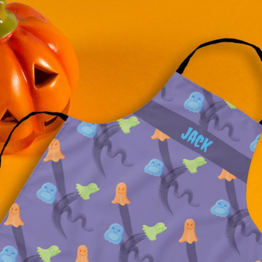 Niedliches Halloween-Design, lila anpassbar Schürze