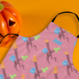 Niedliches Halloween-Design, rosa, anpassbar Schürze