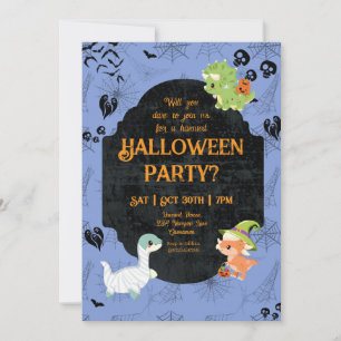 Niedliches Halloween Dino 1 Party Einladung