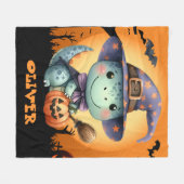 Niedliches Halloween-Dinosaurier mit einem Hexenhu Fleecedecke (Vorderseite (Horizontal))