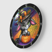 Niedliches Halloween Donkey Hexenkürbis Große Wanduhr (Winkel)