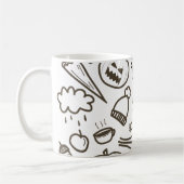 Niedliches Halloween Doodle Seamless Pattern, Hall Kaffeetasse (Links)