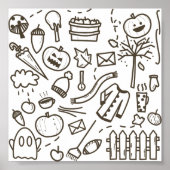 Niedliches Halloween Doodle Seamless Pattern, Hall Poster (Vorne)