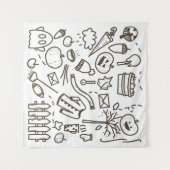 Niedliches Halloween Doodle Seamless Pattern, Hall Wandteppich (Vorderseite (Horizontal))