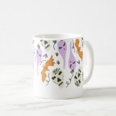 Niedliches Halloween Doodles Pumpkin Skull Bat Kaffeetasse (VorderseiteRechts)