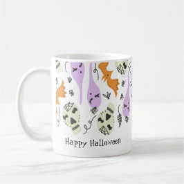 Niedliches Halloween Doodles Pumpkin Skull Bat Kaffeetasse