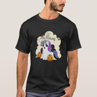 Niedliches Halloween-Einhorn mit Kürbis T-Shirt