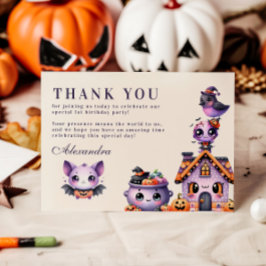 Niedliches Halloween erster Geburtstag Dankeskarte