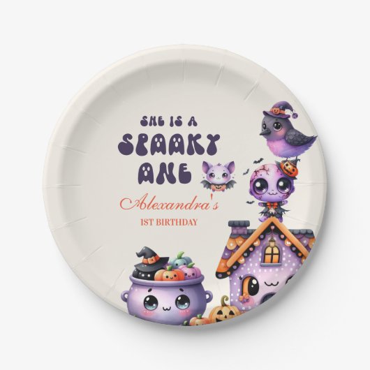 Niedliches Halloween erster Geburtstag Pappteller (Vorderseite)