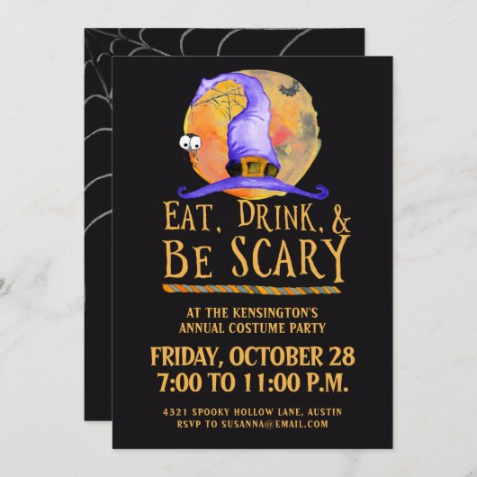 Niedliches Halloween Essensgetränk Beängstigend Ko Einladung (Vorne/Hinten)