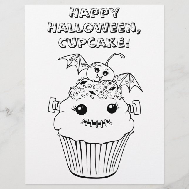 Niedliches Halloween-Farbblatt (Vorderseite)