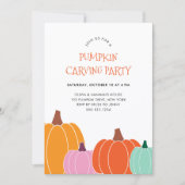 Niedliches Halloween-farbiges Pumpkin-Carving-Part Einladung (Vorderseite)
