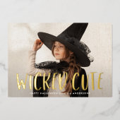 Niedliches Halloween-Foto Folien Feiertagskarte (Vorderseite)