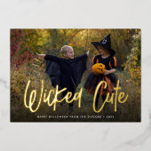 Niedliches Halloween-Foto Folien Feiertagskarte (Vorderseite)