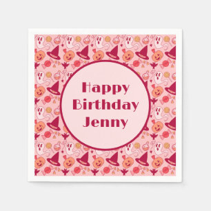 Niedliches Halloween-Geburtstagsnacht mit Mädchenn Serviette