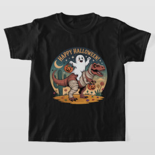 Niedliches Halloween, Geist auf Mummy T-Rex mit Pu T-Shirt