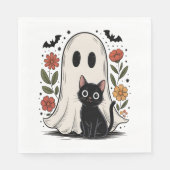 Niedliches Halloween-Geist und Katze Serviette (Vorderseite)