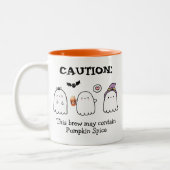 Niedliches Halloween-Geisterspinne Zweifarbige Tasse (Links)