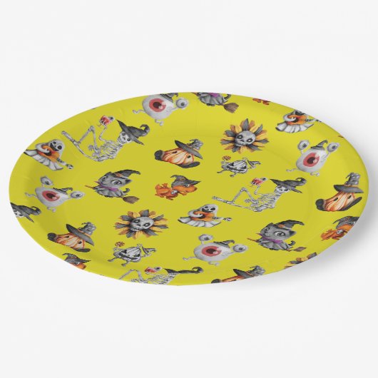 Niedliches Halloween-Gesamtdesign Pappteller (Schrägansicht)