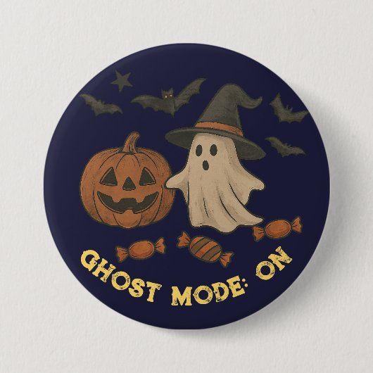 Niedliches Halloween - Gespenster, Fledermäuse & C Button (Vorderseite)