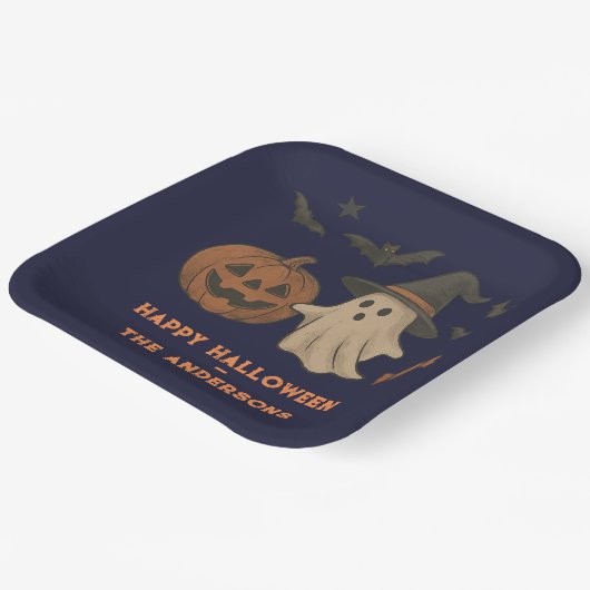 Niedliches Halloween - Gespenster, Fledermäuse & C Pappteller (Gewinkelt)