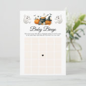 Niedliches Halloween Ghost Baby Dusche Party Bingo Einladung (Stehend Vorderseite)