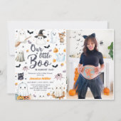 Niedliches Halloween Ghost Baby Dusche Party Foto Einladung (Vorderseite)
